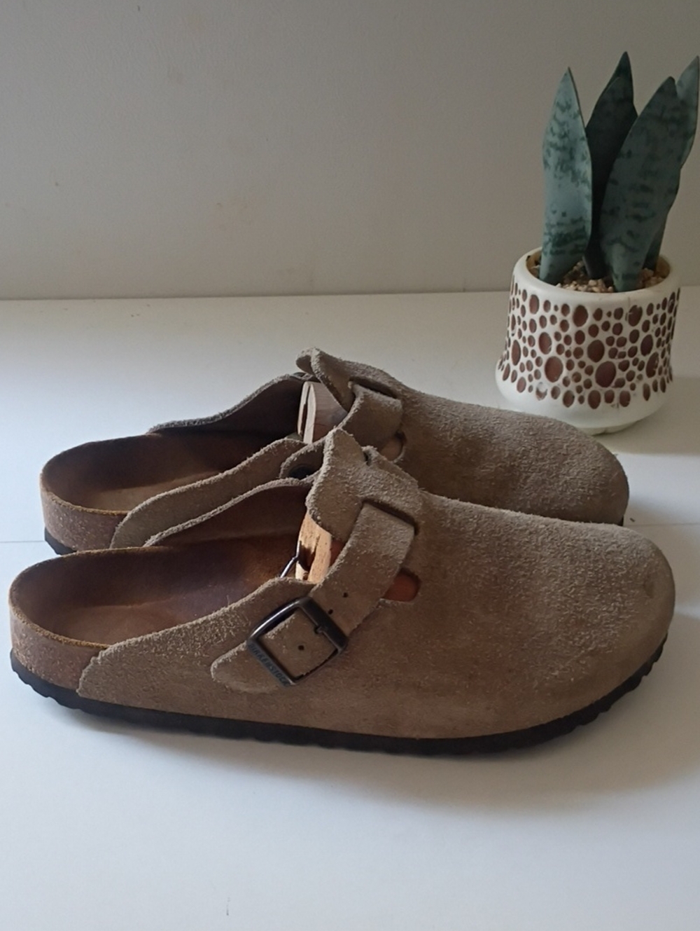 Birkenstock Boston Clogs Black Suede Leather Size 40 US Women's 9-9.5